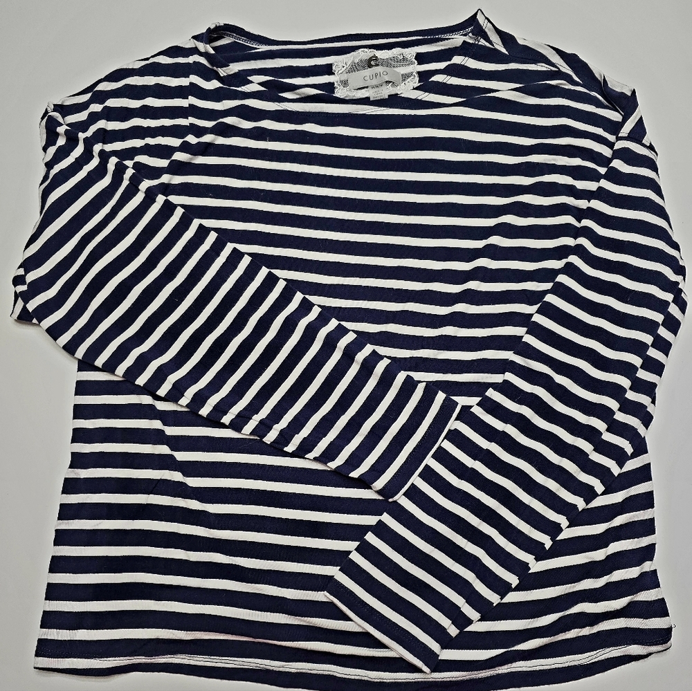 Striped Navy and White Ladies Shirt